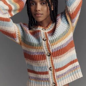 Pilcro Colorful Striped Button-Up Cardigan